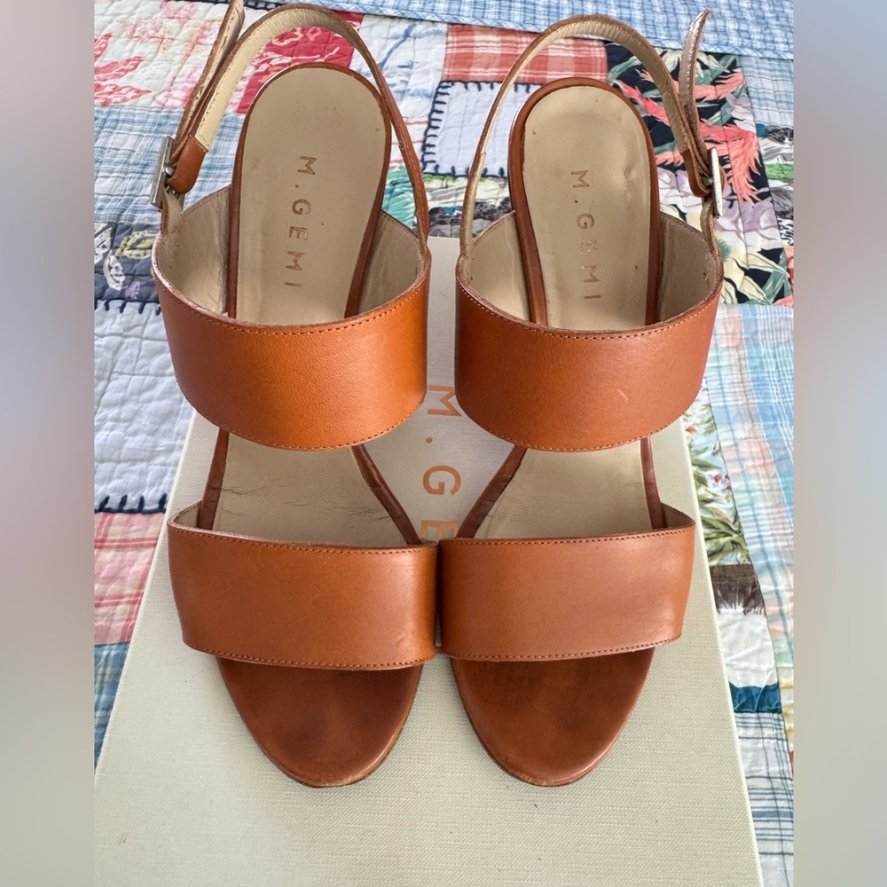 M. Gemi Novanta Tan Leather Sandals